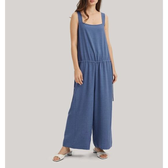 Nap Loungewear Blue Drawstring Relaxed Fit Wide Leg Jumpsuit Size Medium New - Picture 8 of 8